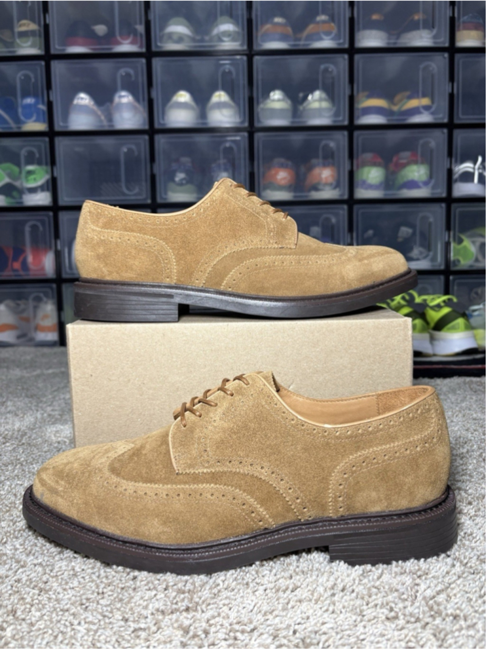 Polo Ralph Lauren Asher Brown Suede Wingtip Shoes Derby Vibram Men’s Size 10 NEW